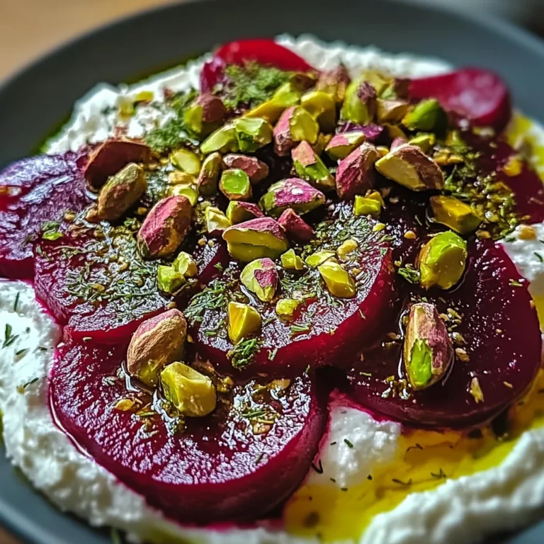 Feta battue, betteraves, pistaches