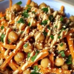 Salade de Carottes Épiciées et de Pois Chiches avec Sauce Tahini 