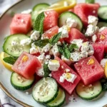 Salade de pastèque, concombre et feta
