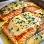 Saumon au four avec sauce crémeuse au beurre et citron