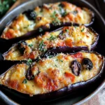 Aubergines gratinées mozzarella olives