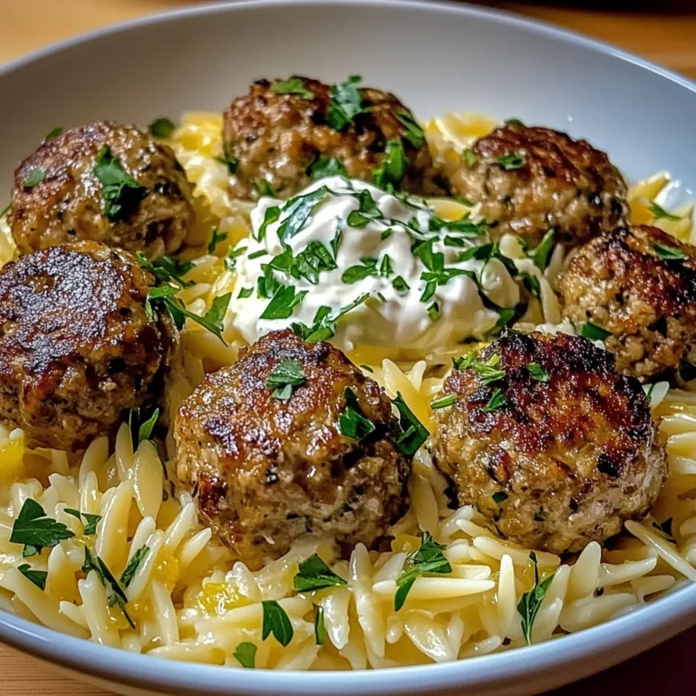 Boulettes Grecques & Orzo Citronné avec Crème de Feta