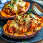Patate douce farcie au poulet