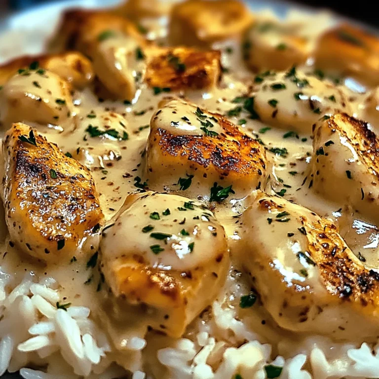 Poulet crémeux et riz en sauce