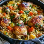 Riz au four poulet légumes